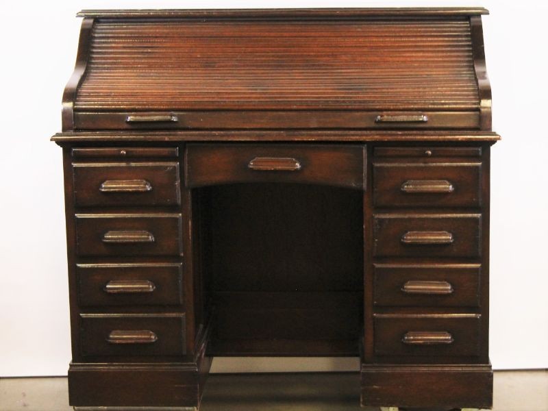 Prachtige vintage bureau 'rolluik' met geheime compartimenten